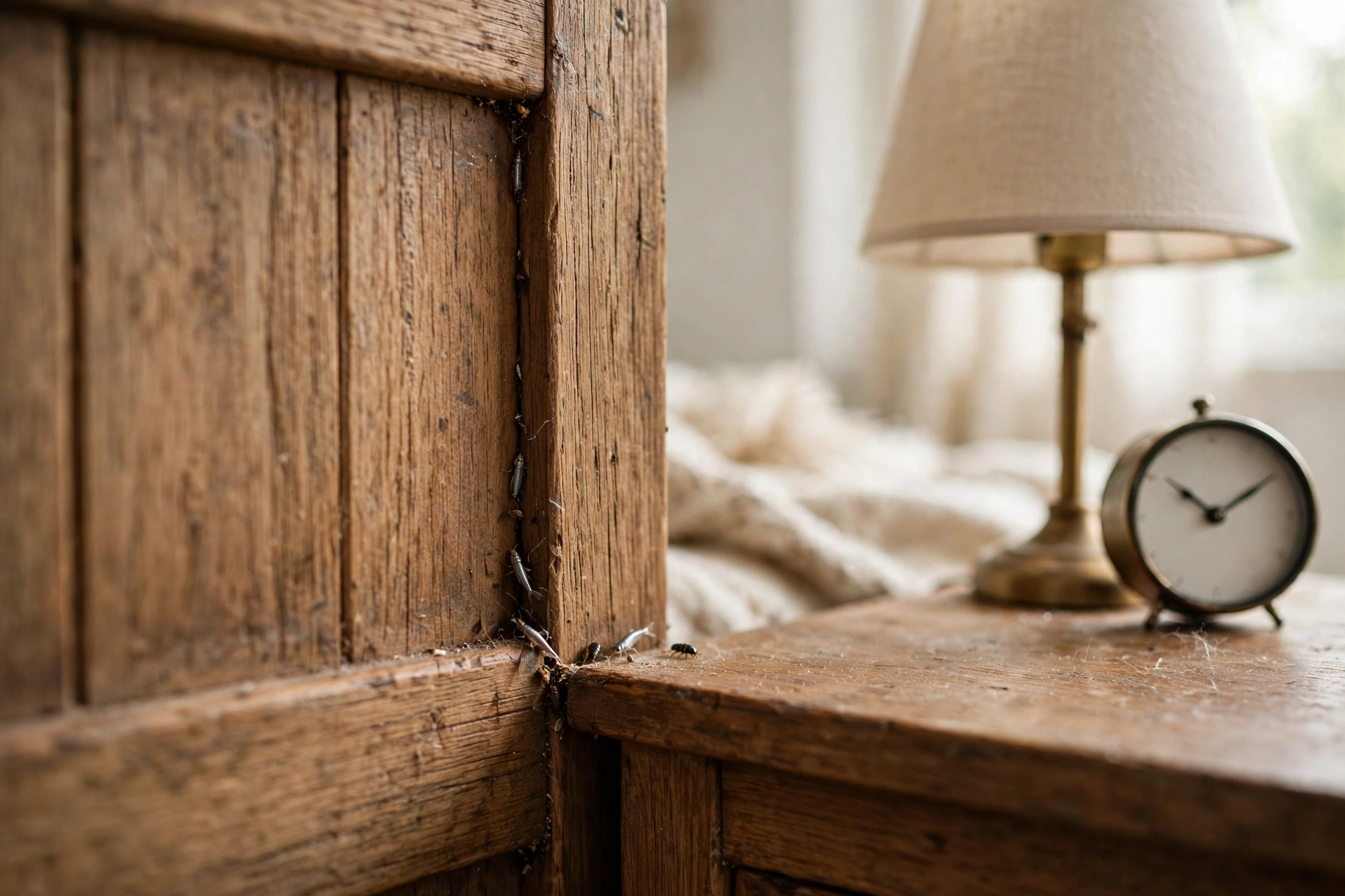 Close look at mattress seams and bedding while checking for signs of bed bugs in a Naples home